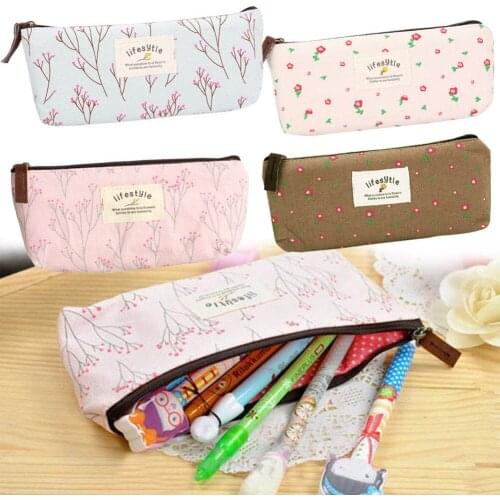 Floral Pencil Case Countryside Style Fabric Stocking Filler Wallet Student Pen Storage Bag Gift Pencil Cases Bags Pencil Bags