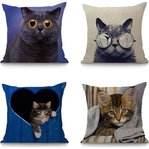 Cartoon Cats Cushion Cover Sofa Home Decor Decorative Throw Pillow case 45x45cm Funda Cojines wave coussin custom Almofada