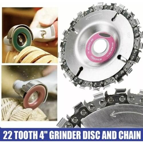 Wood Carving Disc Woodworking Chain Grinder Chain Saws Disc Chain Plate Tool for 125MM/115MM Angle Grinding 5 Inch 4 inch