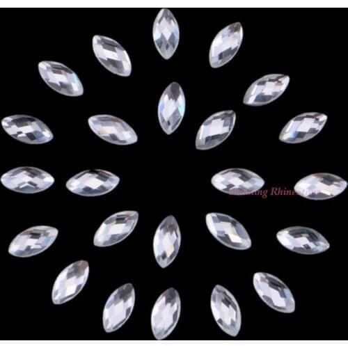 DMC Glass 5x10mm Horse Eye / Leaf HotFix Crystals Rhinestones Iron On Hot Fix Crystal Stone For DIY Garment 100pcs/pack