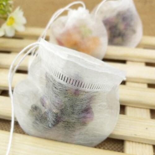100pcs/lot Teabags Corn Fiber Tea Bags Filter Infuser with String Heal Seal Paper for Herb Loose Tea Diameter 6cm