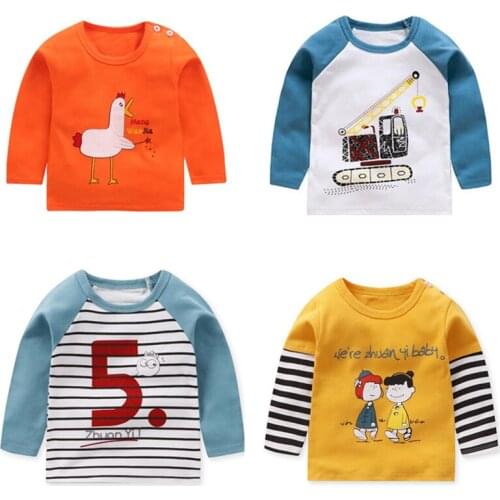 Unisex Girls Boys T-shirt Children Tees Tops Long Sleeve Spring Cotton Kids Children T shirt Fashion Baby Clothes 0-7Y
