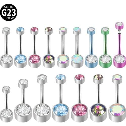 G23 Titanium Premium Gem Belly Button Rings Body Piercing Jewellery 14G Navel Piercing Ring Ear Tragus Helix Cartilage Stud
