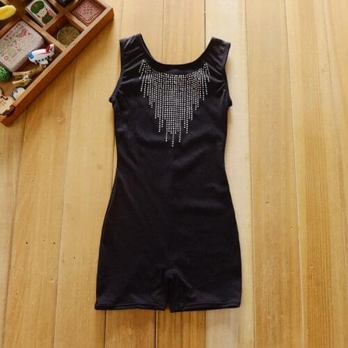 Gymnastic leotard rhinestones black tank biketard girls gymnastic dress gymnastics leotard dancewear