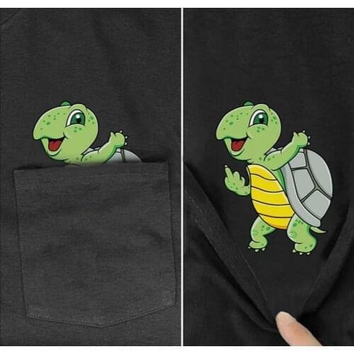 CLOOCL Cotton Pocket T-Shirt Fashion Brand Summer Middle hand Pocket Printed Turtle T-shirt Casual Tops Unisex Cotton Tops
