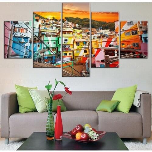 Canvas Painting Wall Art Pictures Frame home Decoration 5 Piece Favelas Rio De Janeiro Brazil Poster Home Décor
