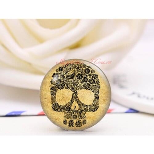 Handmade Round Happy Halloween Skeleton photo glass Cabochons, Jewelry Finding Cameo Pendant Settings, (F008-325)