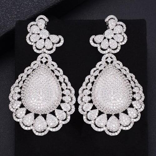 LARRAURI Luxury Popular Full Mirco Setting Cubic Zirconia Earrings Trendy Naija Wedding Earring Fashion Jewelry for Women