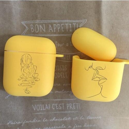 Fashion Abstract Art Lines Candy yellow TPU silicone Airpod Case For Airpods 2 Airpods1 Airpods pro 3 cover