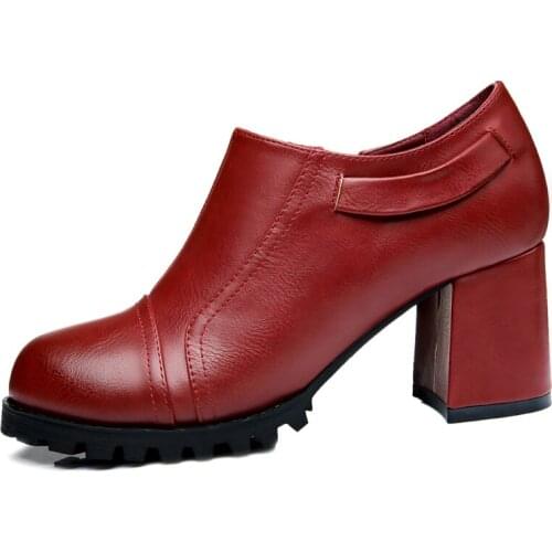Round Toe Deep-Mouth Low-Top Shoes, Thick Heel Side Zipper WomenS Shoes, Platform WomenS Shoes