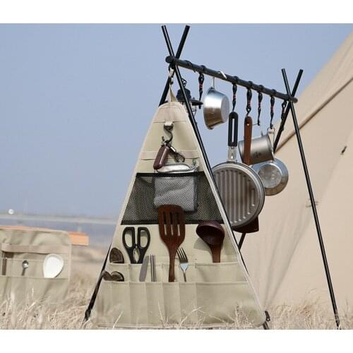 New Cutlery Storage Bag Outdoor Triangle Storage Bags Outdoor Camping BBQ Tableware Waterproof Holder Bag Shelf Picnic Organizer