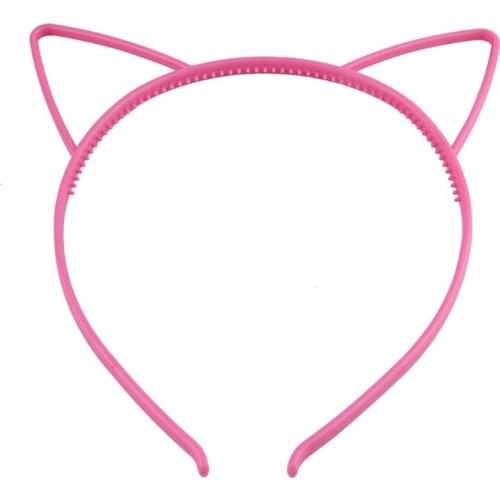 Children Children Girls Cute Cartoon Pointed Cat Ears Headband Sweet Candy Color Hollow Out Plastic Hair Hoop Anti-Skid Teeth