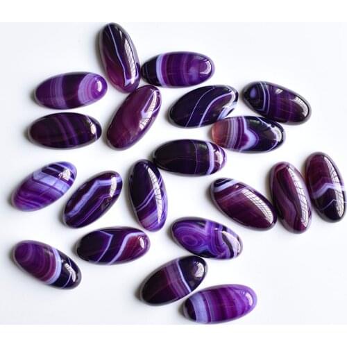 Wholesale 20pcs/Lot fashion high quality Natural stripe purple onyx oval shape cabochon beads for Jewelry making 15x30mm free
