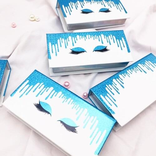 Wholesale Eyelash Package Eyelash Packaging Box False Lashes Tray Rectangle Makeup Eyelashes Glitter Empty Case Cardboard Vendor