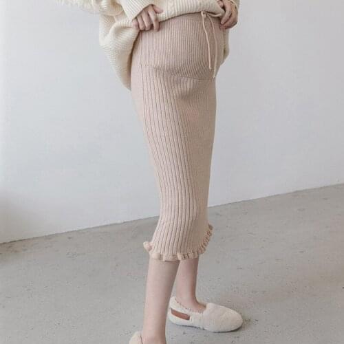 Autumn and winter fashion pregnant knitted skirt split bag hip step skirt stomach lift wool bottoming long pregnant skirt