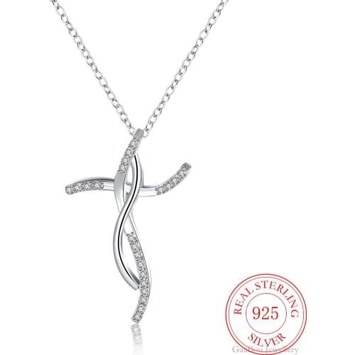 925 Sterling Silver Necklace Pendant Charm Choker High Quality Girl Retro Lucky Cross Zircon Elegant Link Chain Jewelry Gift