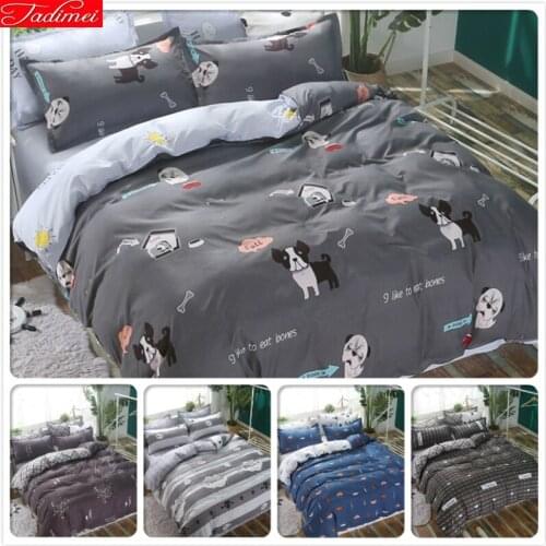 Dog Animal Pattern Duvet Cover Bed Linen Spring Summer Cotton 3/4 pcs Bedding Set Kids Child Single Queen King Full Size 200x220