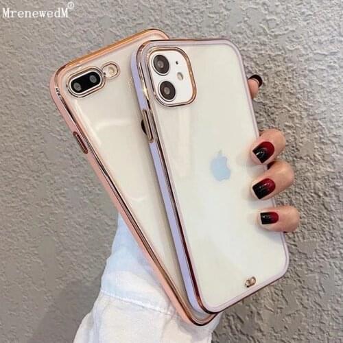 MrenewedM 12 Mini 12 Pro Luxury Square Plating Bumper Silicon Case For iPhone 11 Pro X XR Xs Max 7 8 Plus Soft Transparent Cover