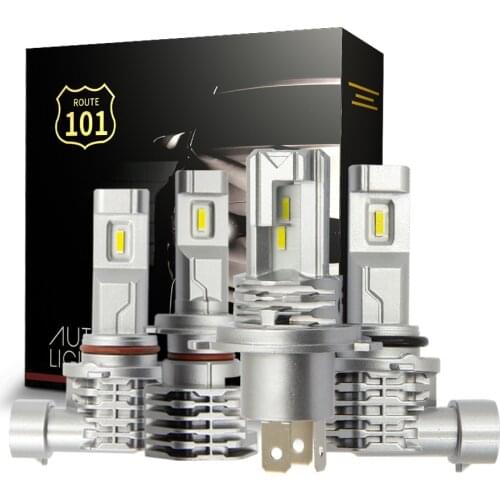 Route101 H7 H11 H9 HB4 9006 H4 HB2 Car LED Headlight Bulb 6000K White Kit HB3 9005 H8 LED Fog Light Fanless Mini Auto Lamp Set