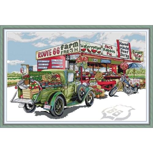 Fruit cart cross stitch kit aida 14ct 11ct count printed canvas stitches embroidery DIY handmade needlework
