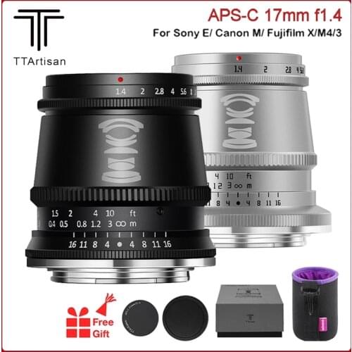 TTartisan 17mm F1.4 APS-C Wide-Angle Lens Manual Focus For Sony E-Mount Fuji X-Mount M4/3 Camera X-T3 X-T30 E-M10II A6300 A6500