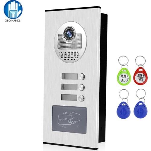 OBO Video Doorphone Intercom System Kit Video Camera Doorbell RFID Access Control Keyfobs Unlock for 2 Monitors 3 4 6 Apartments