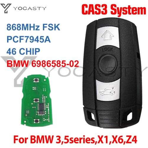 YOCASTY 3 Buttons CAS3 PCF7945 Chip Smart Car Fob Remote Key BMW 6986585-02 For BMW E60 E70 E90 2003 2004 2005 2013 868MHz FSK