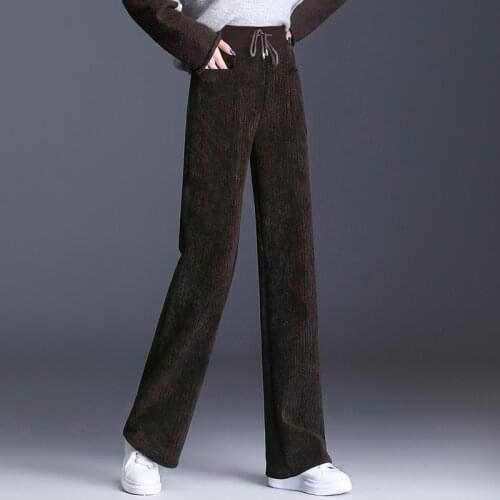 Chenille Womens Wide Leg Pants Fall/Winter Corduroy Womens Pants Winter Corduroy Pants Plus Velvet Straight Pants