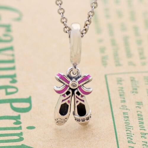 Bewill S925 Sterling Silver Beaded Bracelet Women Punk Ballet Shoes Beads Fit Original Charms Necklace