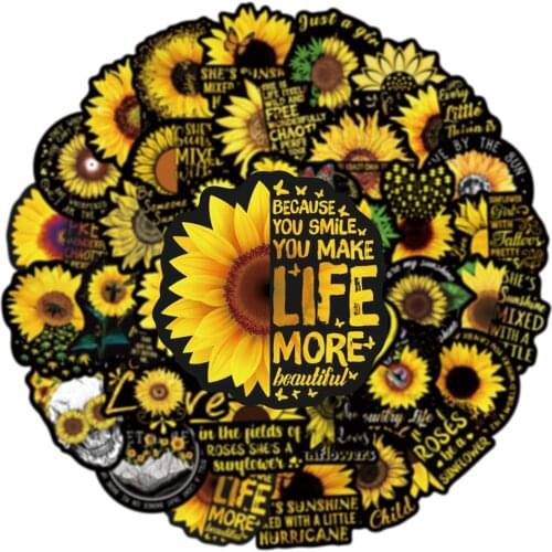 10/50PCS Inspirational Daisy Decal Sunflower Stickers Skateboard Guitar Laptop Motorcycle Travel Luggage Classic Toy Sticker Toy
