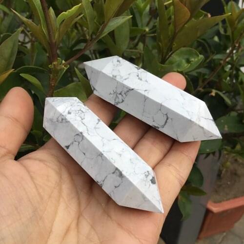 2pcs 7-8cm Natural quartz crystal wand point crystal obelisk .white turquoise howlite energy quartz point healing crystal tower