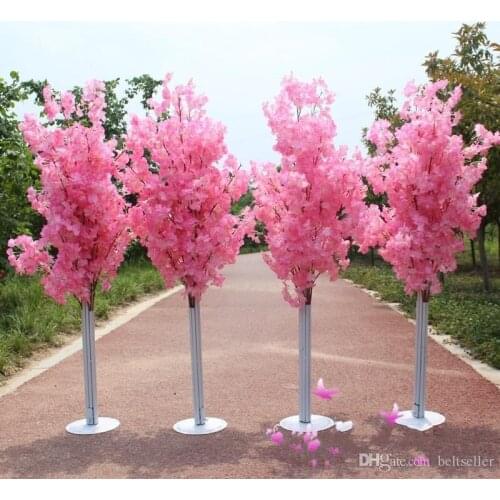 4pcs/lot 1.5M 5feet Height white Artificial Cherry Blossom Tree Roman Column Road Leads For Wedding Mall Opened Props