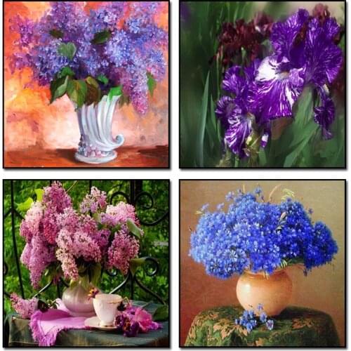 5D DIY Diamond Embroidery Flower lavender Cross Stitch Diamond Painting Mosaic Diamonds Wall Stickers Diamond Mosaic Home Decor