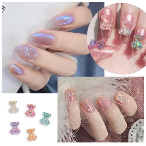 6pcs Cute Bear 3d Nail Art Charm Crystals Rhinestone 3D DIY Tips Manicure Glitter Diamond Gems Nails Accessories Gel Ornaments