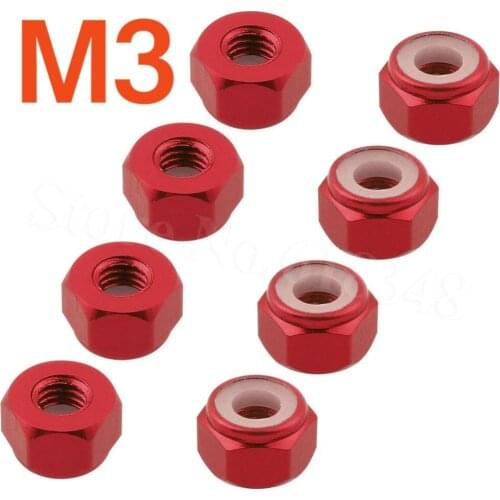 8PCS Aluminum M3 Lock Nuts Nylon For Redcat Racing HPI Himoto HSP Team Associated Traxxas Axial RC Car Vehicles Spare Parts