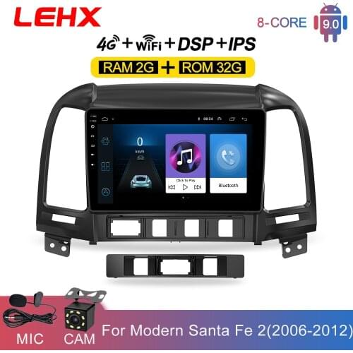LEHX Car Radio Android 9.0 2 Din Multimedia Player For Hyundai Santa Fe 2005-2012 WIFI Car DVD Gps Navigation