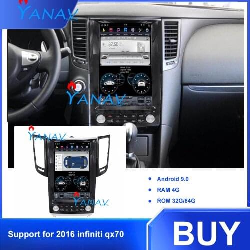 Car 12.1" GPS navigation For-infiniti qx70 2016 Tesla vertical screen GPS Navigation Multimedia Player support BT/Wifl carpaly