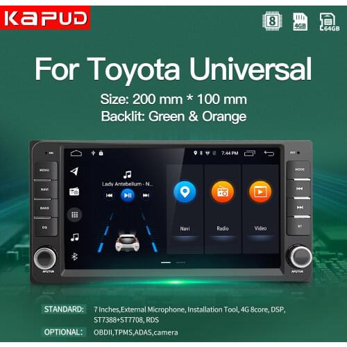 Kapud Android 10 Car Radio 7' For Toyota Rav4/Hilux/Camry/Corolla/Terios 2 din 8Core DSP GPS WIFI 4G SWC BT