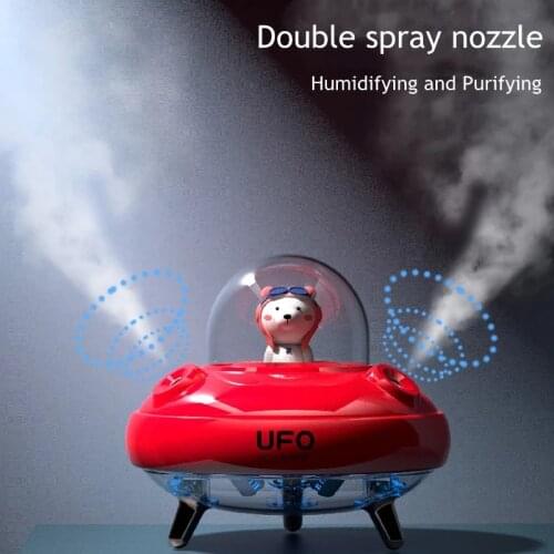 Wireless Humidifier Dual Nozzles Ultrasonic USB Mist Maker Fogger Rechargeable UFO Cartoon Bear Water Diffuser Humidificador