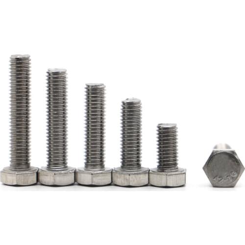 A2 - 70 304 Stainless Steel Bolts M3 M4 M5 M6 M8 M10 M12 Metric Full Thread External Hex Hexagon Head Screws DIN933