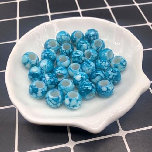 30pcs 12x10mm Sky blue Big Hole Round Acrylic Beads for Jewelry Making DIY Accessory Necklace Jewelry Making