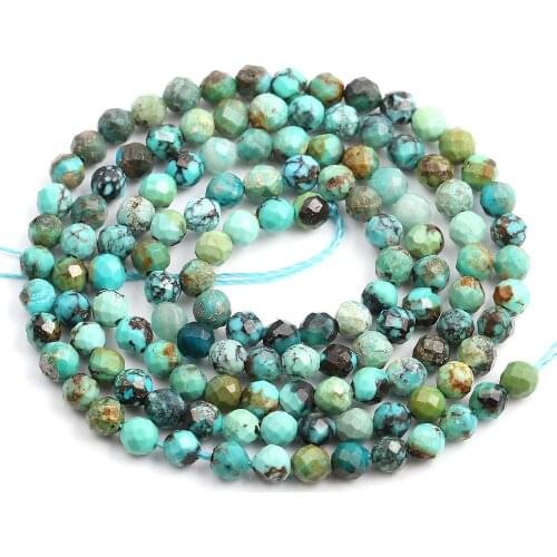2020 Natural Stone Beads Round Shape African Turquoised Faced Scattered Beads Making for Jewelry DIY Bracelet Necklace 2 3 4 Mm
