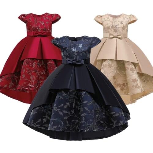 Flower Girls Glossy Satin Dress Beaded Princess Birthday Wedding Party Pageant ball Gown Holy Communion Dresses 2 4 6 8 10 Years