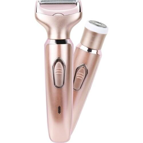 2 In 1 Electric Epilator Hair Face Bikini Body Leg Armpit Removal Trimmer Shaver Painless Shaving USB Rechargable Female Women