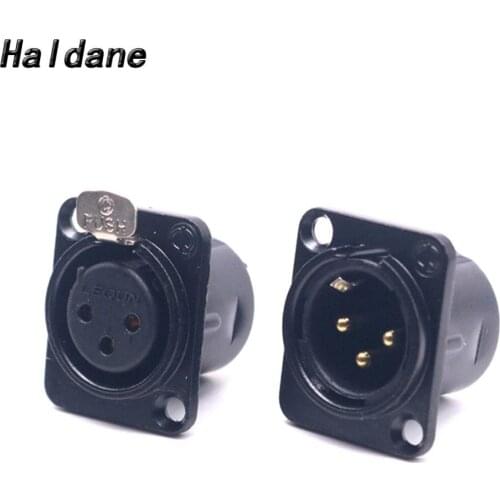 Haldane 4pcs HIFI Gold plated XLR Female Socket Phono Chassis Female For CD Amplifier