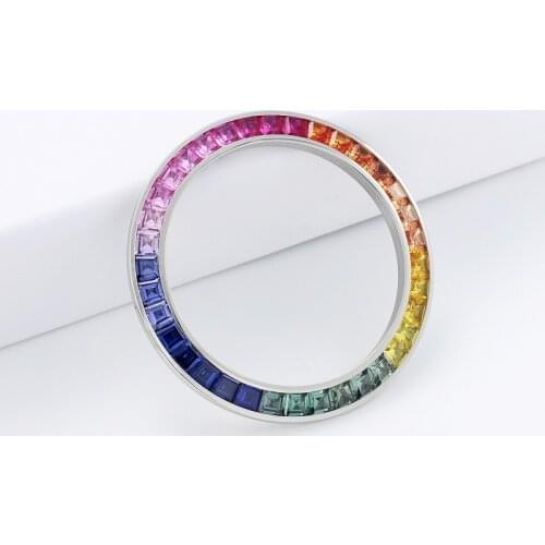 Pirmiana Customized Watch Bezel Dayton Rainbow 40mm Inserts Made Out of Stainless Steel with Created Sapphire