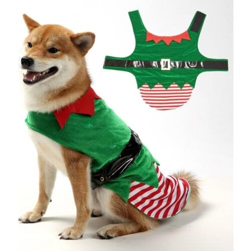 Dog Costume Stripes Pattern Keep Warmth Skin-friendly Pet Dog Vest Outfit for Christmas