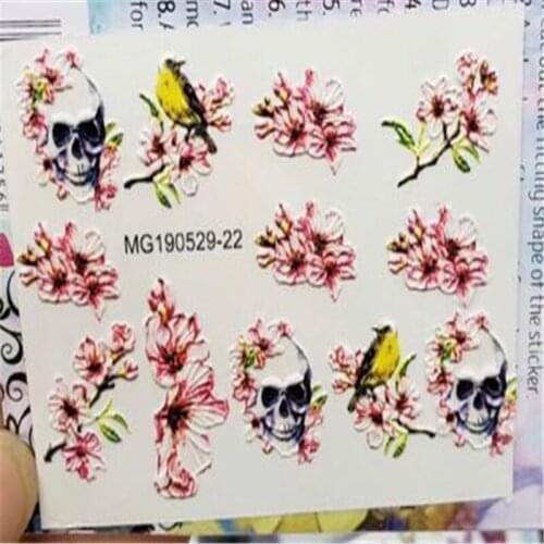 6D Cubic Water Slide Nail Stickers Engraved Flowers Nail Decals Nair Art Beauty Accessories Manicure