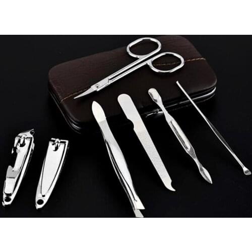 Manicure tool seven-piece set Nail Art clipper suit including Eyebrow scissors Eyebrow clip Nail file Ear-pick Nail Tool
