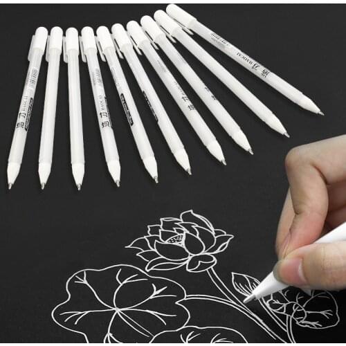 1PCs White Marker Pen Sketching Painting Pens Art Stationery Office School Gold Silver Marker Highlighter Pen Writing Supplies
